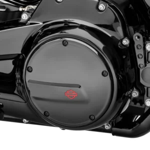 🔥 Kahuna Derby Cover – Gloss Black with Red Bar & Shield Logo