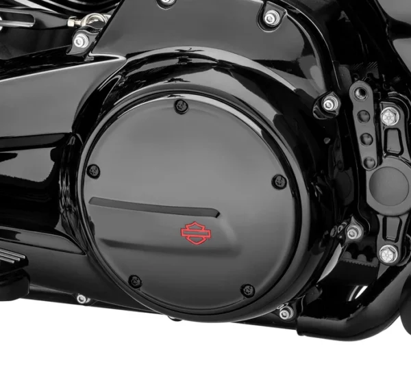 🔥 Kahuna Derby Cover – Gloss Black with Red Bar & Shield Logo