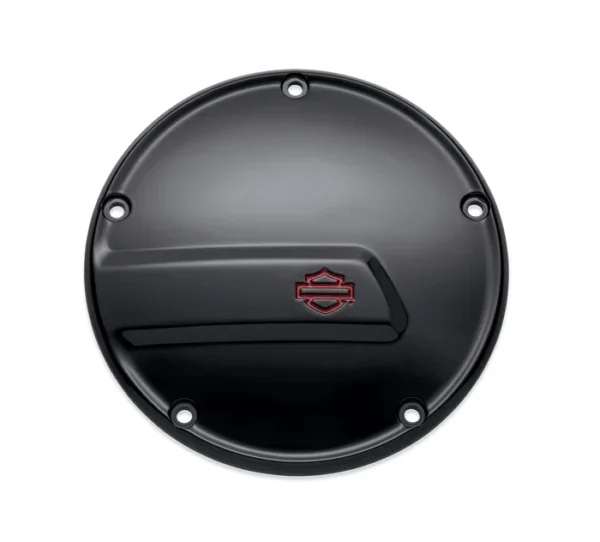 🔥 Kahuna Derby Cover – Gloss Black with Red Bar & Shield Logo - Image 2