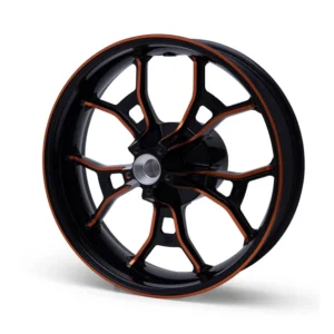 Performance Forged Touring 18 in. Rear Wheel – Gloss Black with Orange Anodized Highlights